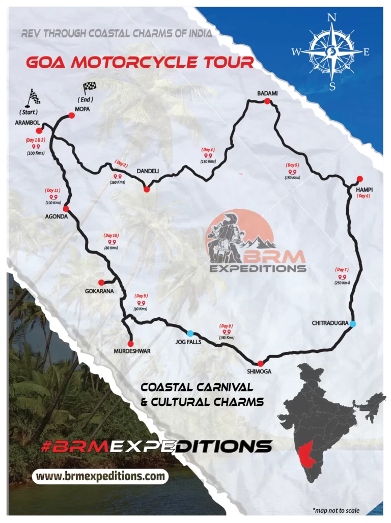Goan Motorcycle Tour Map by Brm Expeditions